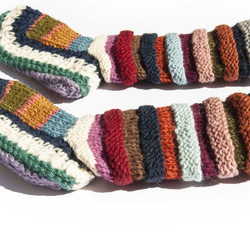 手織りウールニットソックス/ストライプソックス/ウールかぎ針編みストッキング/暖かいウールソックス - 南米レインボーパレットス 13枚目の画像