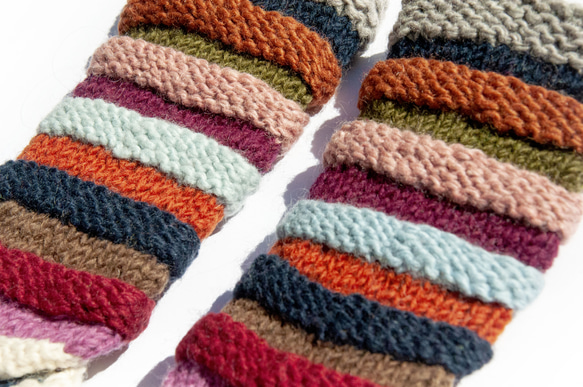 手織りウールニットソックス/ストライプソックス/ウールかぎ針編みストッキング/暖かいウールソックス - 南米レインボーパレットス 2枚目の画像