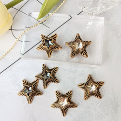 新色追加】【4個】大ぶり ヴィンテージ風 星型 スター ビジュー入り