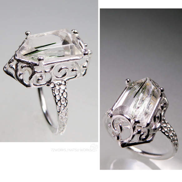 アクチノライト in クォーツ リング / Actinolite in Quartz Ring 8枚目の画像