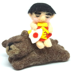 【羊毛フェルト】おじさん顔の金太郎と熊さん 3枚目の画像