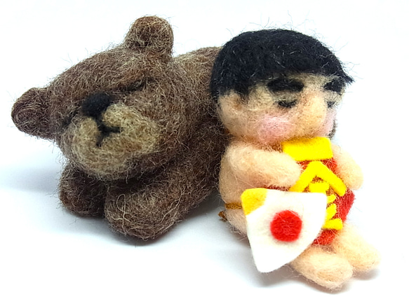 【羊毛フェルト】おじさん顔の金太郎と熊さん 2枚目の画像