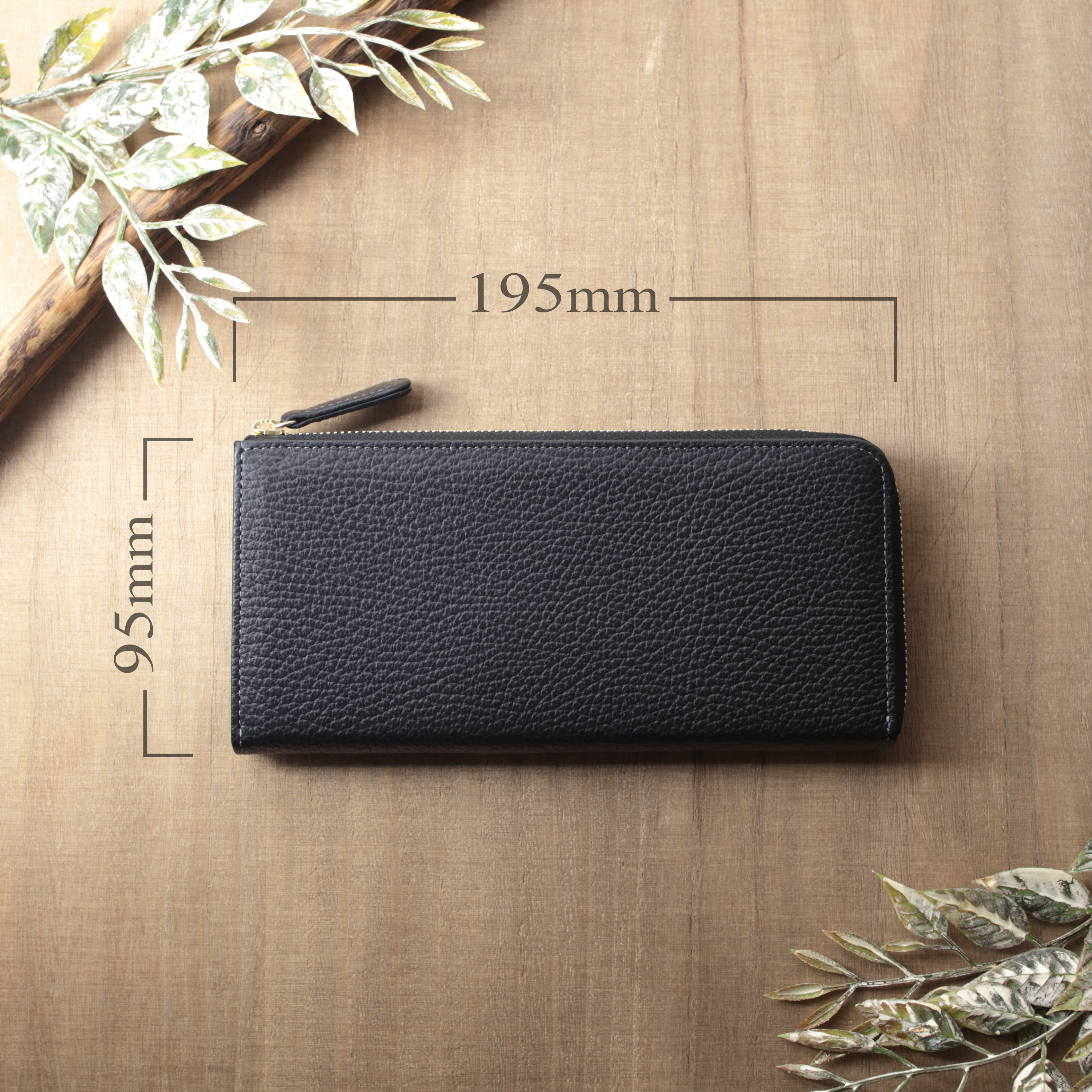 大きな小銭入れのL字ファスナー長財布 イタリアンレザー【レッド / ブラック】