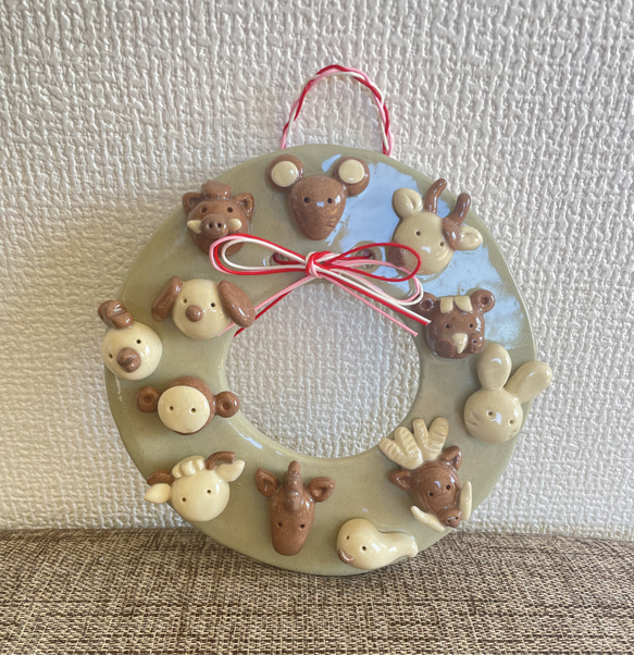 陶器 壁掛け☆お正月飾り 干支＊在庫1点あり その他置物 さくら工房