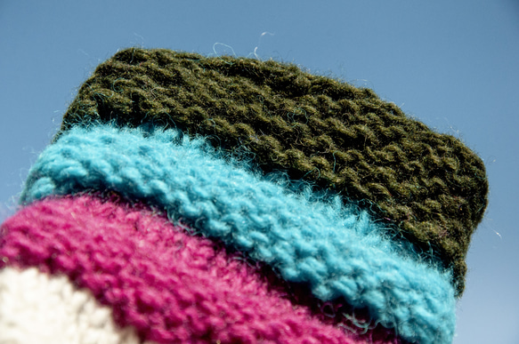 手織りウールニットソックス/ストライプソックス/ウールかぎ針編みストッキング/暖かいウールソックス - 南米産ブルーベリーフルー 10枚目の画像