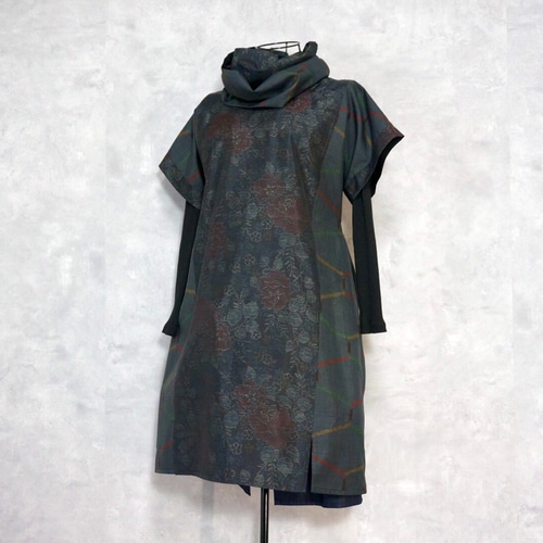 着物リメイクチュニック & スヌード〜四季で心地良い上質大島紬素材  