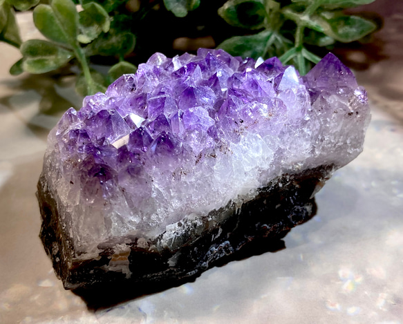 カルサイト共生ゲーサイト内包✨アメジストクラスター原石ラフストーン