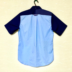 [Men's]  メンズMサイズ☆ミックス柄☆ブルー☆ボタンダウン半袖シャツ 5枚目の画像