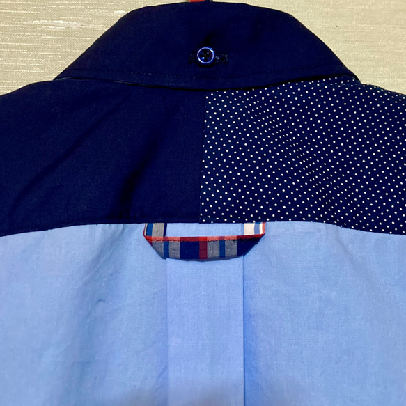 [Men's]  メンズMサイズ☆ミックス柄☆ブルー☆ボタンダウン半袖シャツ 6枚目の画像