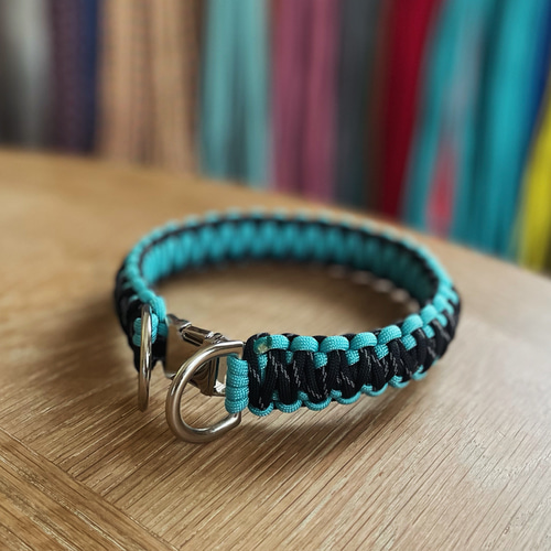 パラコード首輪 犬の首輪 中型犬 大型犬 脱着楽々ダブルDリング 反射板