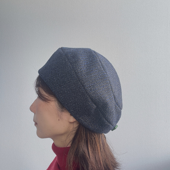 新品未使用　humoresque / ベレー帽子　ネイビー 受注製作】 サニーサークルベレー ベレー帽 ブラック 黒