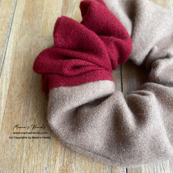 時尚米色×紅色秋冬雙色捲羊毛髮圈 第2張的照片
