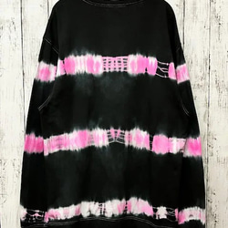 紮染運動衫運動衫 XXL 尺寸黑色 x 粉紅色邊框染料 第3張的照片