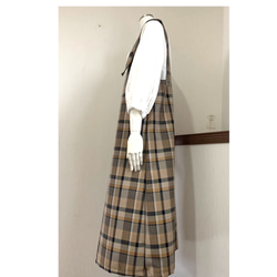 SALE 大人かわいい❤️チェック柄ウール混生地 ジャンパースカート 2枚目の画像