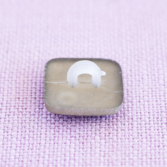 (3個) 12mm フランス製　ラインストーン付きのボタン　シルバー ＊ 四角 グレー 5枚目の画像