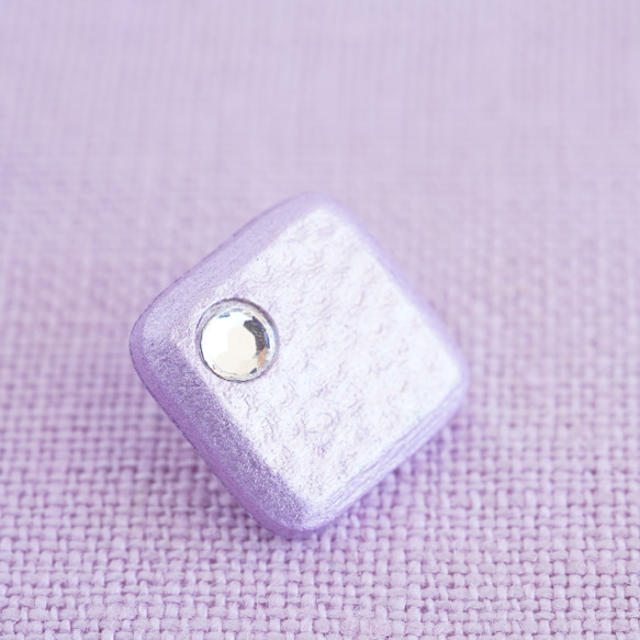 (3個) 12mm フランス製　ラインストーン付きのボタン　パープル ＊ 四角 ピンク 6枚目の画像