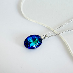 百慕達藍水晶項鍊，具有美麗女性化的橢圓形形狀 第3張的照片