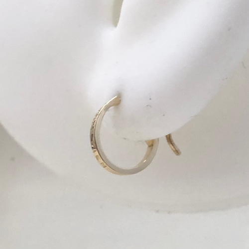 18K（片耳）K18中折れフープピアス K18金フープピアス8㎜～15