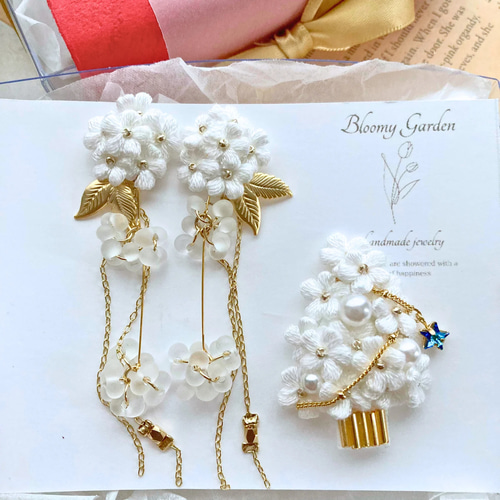 ハンドメイド イヤリング・ブローチBセット ハンドメイド イヤリング・ブローチBセット