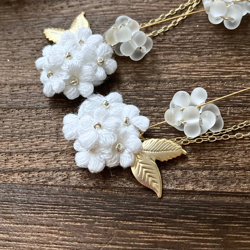 国産品 送料無料【淡雪花】刺繍糸のふんわりお花のアクセサリーセット アクセサリー