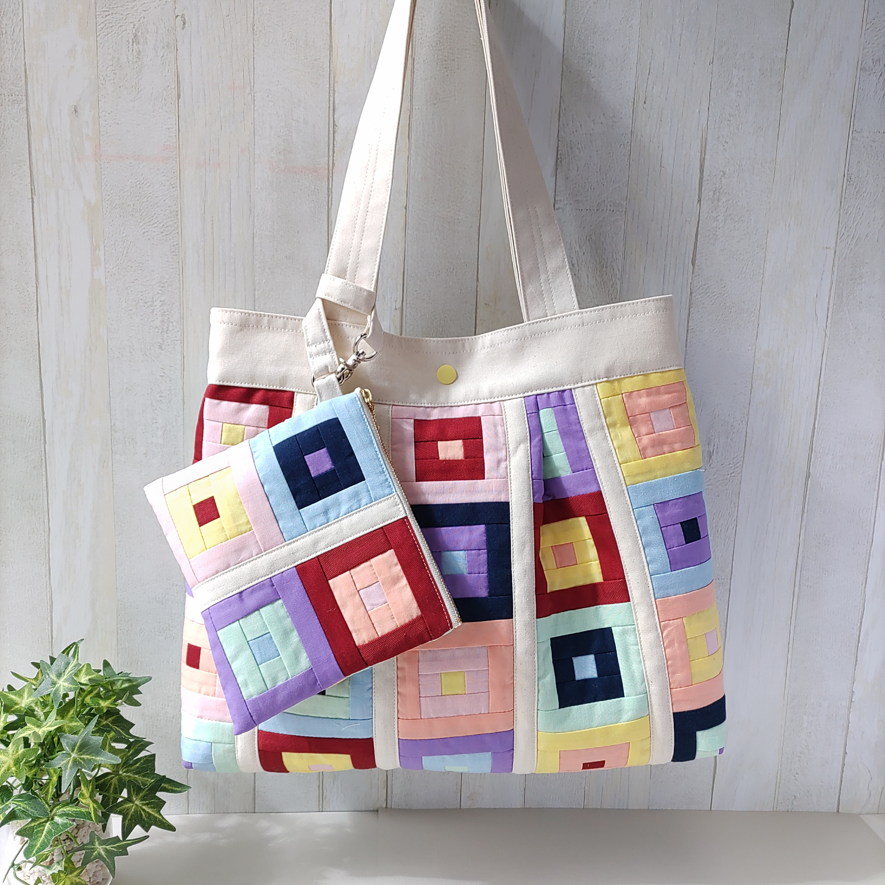 新色★四角形の彩りショルダーバッグ(A4サイズ)★お揃いミニポーチ付き【Creema限定】