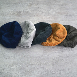 コーデュロイベレー帽/オリーブグリーン/遠州織物 11枚目の画像