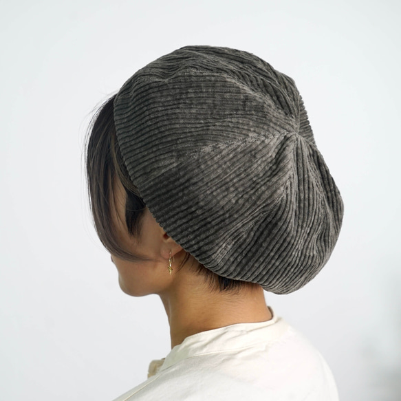 コーデュロイベレー帽/オリーブグリーン/遠州織物 4枚目の画像