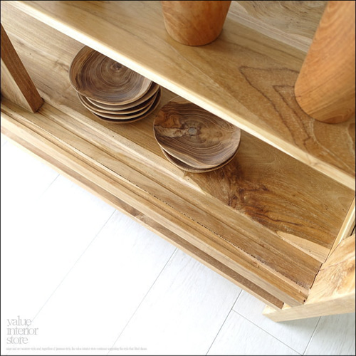 チーク無垢材 引き戸食器棚 Cief/N ショーケース 飾り棚 カウンター