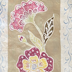 ＜送料無料＞ジャワ更紗の古典模様をアレンジしたストール　手描き更紗＆草木染め　Batik　silk　防寒　伝統工芸 6枚目の画像