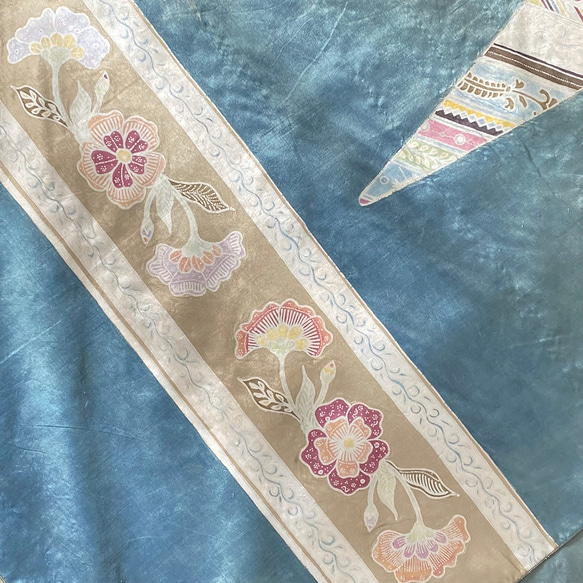 ＜送料無料＞ジャワ更紗の古典模様をアレンジしたストール　手描き更紗＆草木染め　Batik　silk　防寒　伝統工芸 8枚目の画像