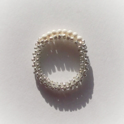 雙線 ◦珍珠戒指-S / 象牙色 第3張的照片