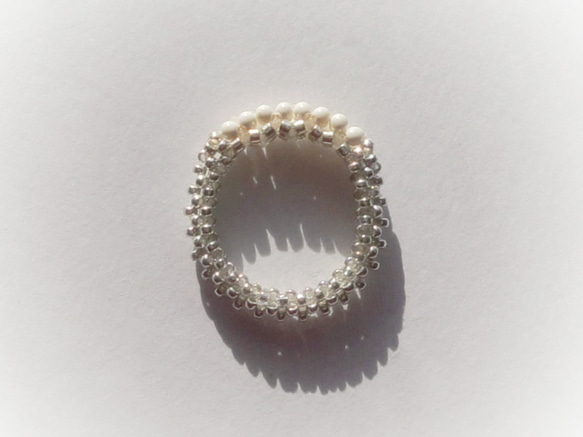 雙線 ◦珍珠戒指-S / 象牙色 第3張的照片