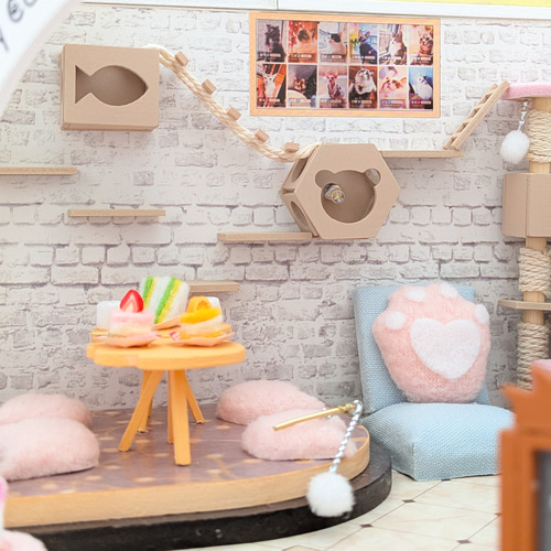 ねこカフェ 』ミニチュアドールハウスの完成品です その他インテリア