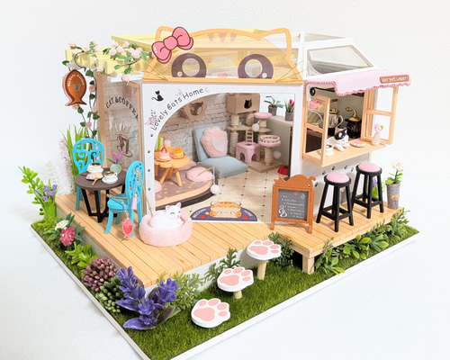 ねこカフェ 』ミニチュアドールハウスの完成品です その他インテリア