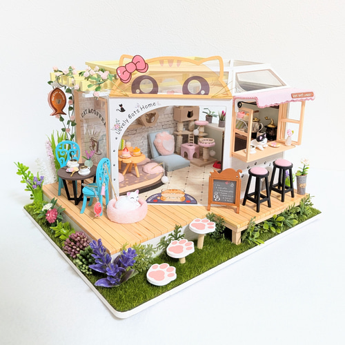 ねこカフェ 』ミニチュアドールハウスの完成品です その他インテリア