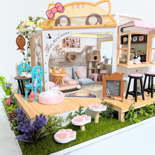 ねこカフェ 』ミニチュアドールハウスの完成品です その他インテリア
