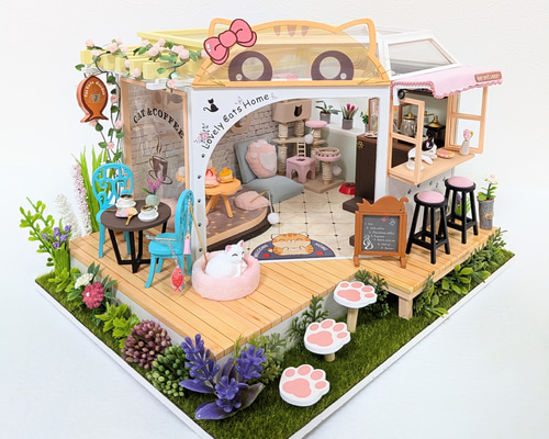 ねこカフェ 』ミニチュアドールハウスの完成品です その他インテリア