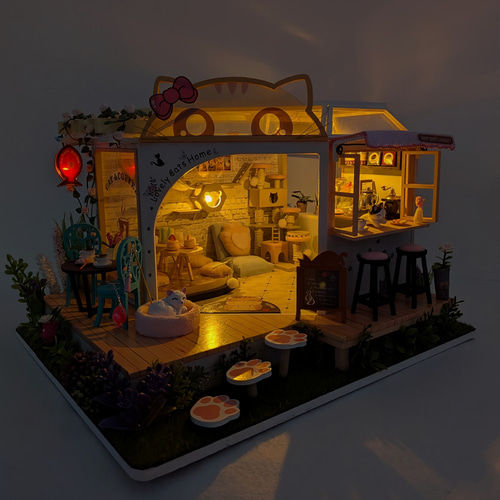 ねこカフェ 』ミニチュアドールハウスの完成品です その他インテリア