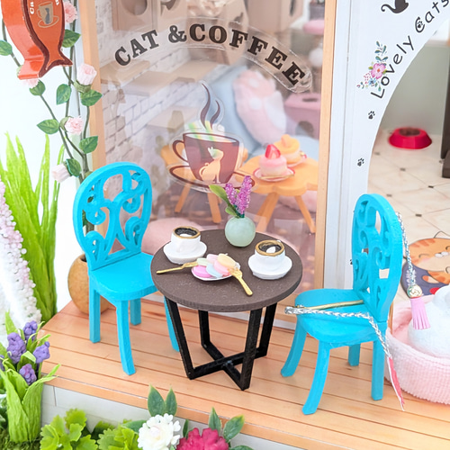 ねこカフェ 』ミニチュアドールハウスの完成品です その他インテリア