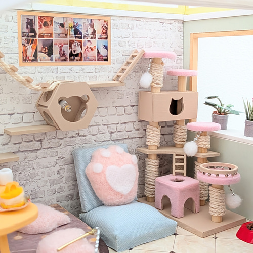 ねこカフェ 』ミニチュアドールハウスの完成品です その他インテリア
