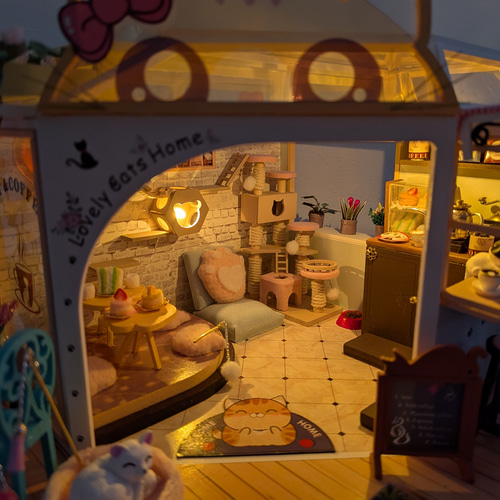 ねこカフェ 』ミニチュアドールハウスの完成品です その他インテリア