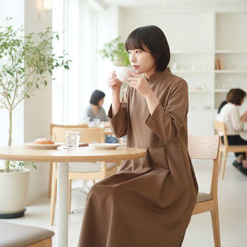 シワにならない】入学式、卒業式❣️長袖フォーマルワンピース（襟2