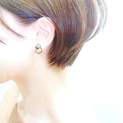 貼るピアス専用」A261 ホワイトストーン&フープ その他アクセサリー