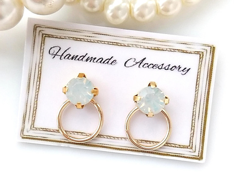 貼るピアス専用」A261 ホワイトストーン&フープ その他アクセサリー