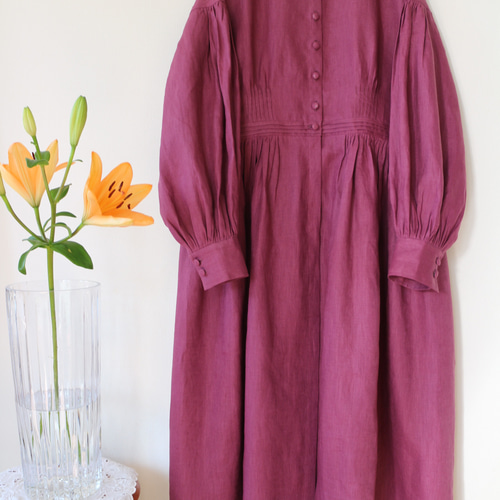 フランスにて購入 フレンチ リネン ワンピース 140cm 召し上がれ 10歳 