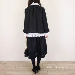[予約販売] ヨーロッパブラックリネンサークル刺繍ヨーク切替ジャケット（セットアップにもなります)卒園 卒業 結婚式 11枚目の画像
