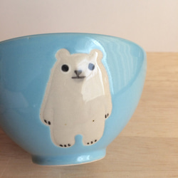 シロクマの茶碗(ブルー） 2枚目の画像