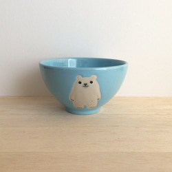 シロクマの茶碗(ブルー） 1枚目の画像