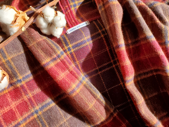 〈2023冬新作〉ふわりと軽くてあたたかい❤️赤いチェックのカーディガンコート　表起毛wool混　ー数量限定ー 19枚目の画像