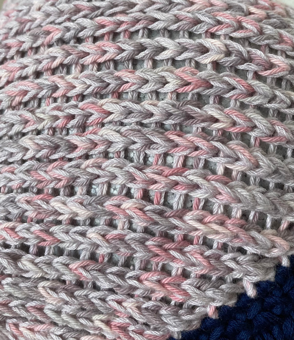 手編み　ななめリブニット帽子　コットンリネン 7枚目の画像